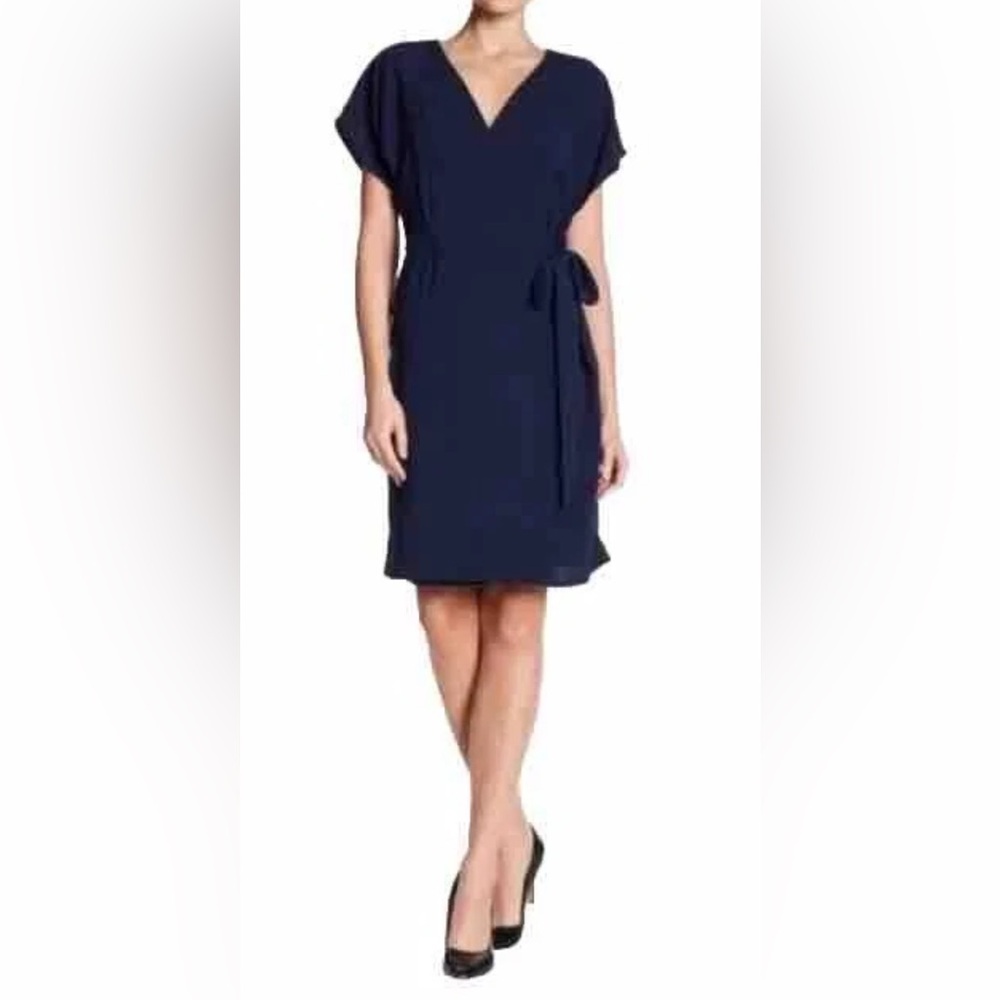 Bobeau-Crepe Midi Flutter Sleeve Dress-Women’s Size: Large-Color: Navy-NEW!!